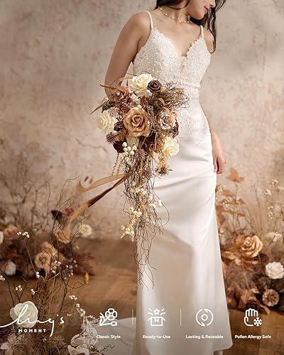 Miniatura 12 de Ling's moment - Juego de flores artificiales para manualidades, ramos de boda, centros de mesa, arreglos de novia, fiestas y decoración del hogar