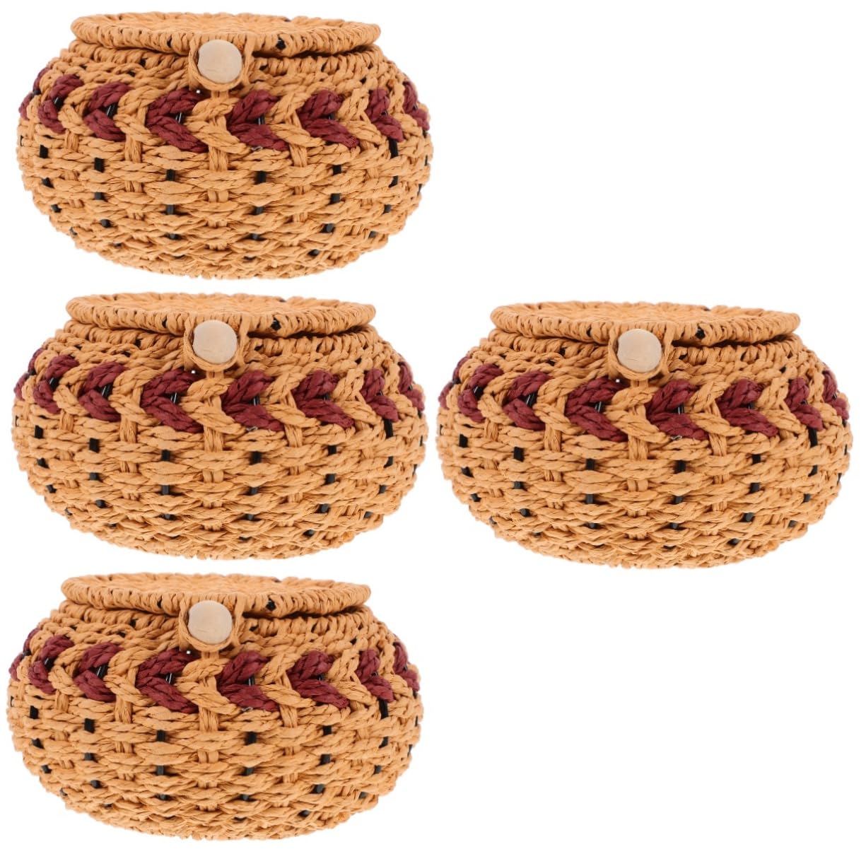 Garneck 4pcs Chess Pieces Organizing Box Woven Chess Pieces Holder Compact Portable Easy to Carry