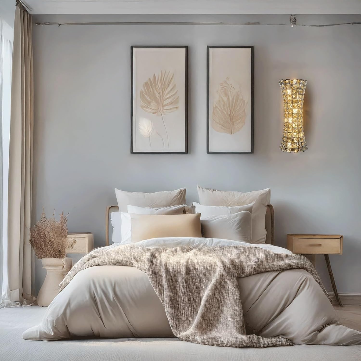 Wall Sconce Modern Glam Gold Crystal Decorative Metal Cut Wall Light Hardwired Indoor Wall Lamp Ambient Elegant for Living Room Bedroom Dining Hallway Café Wall Mounted Light Fixture(Small)