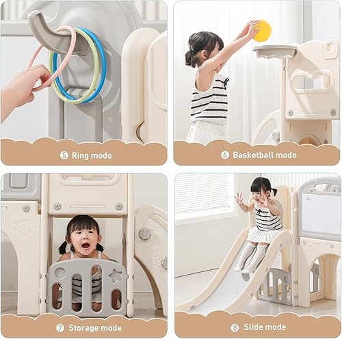 Miniatura 4 de Juego de juego de 11 en 1 para niños pequeños con telescopio para patio de juegos para niños de 1 a 3 años, juego de telescopio y tobogán, escalera