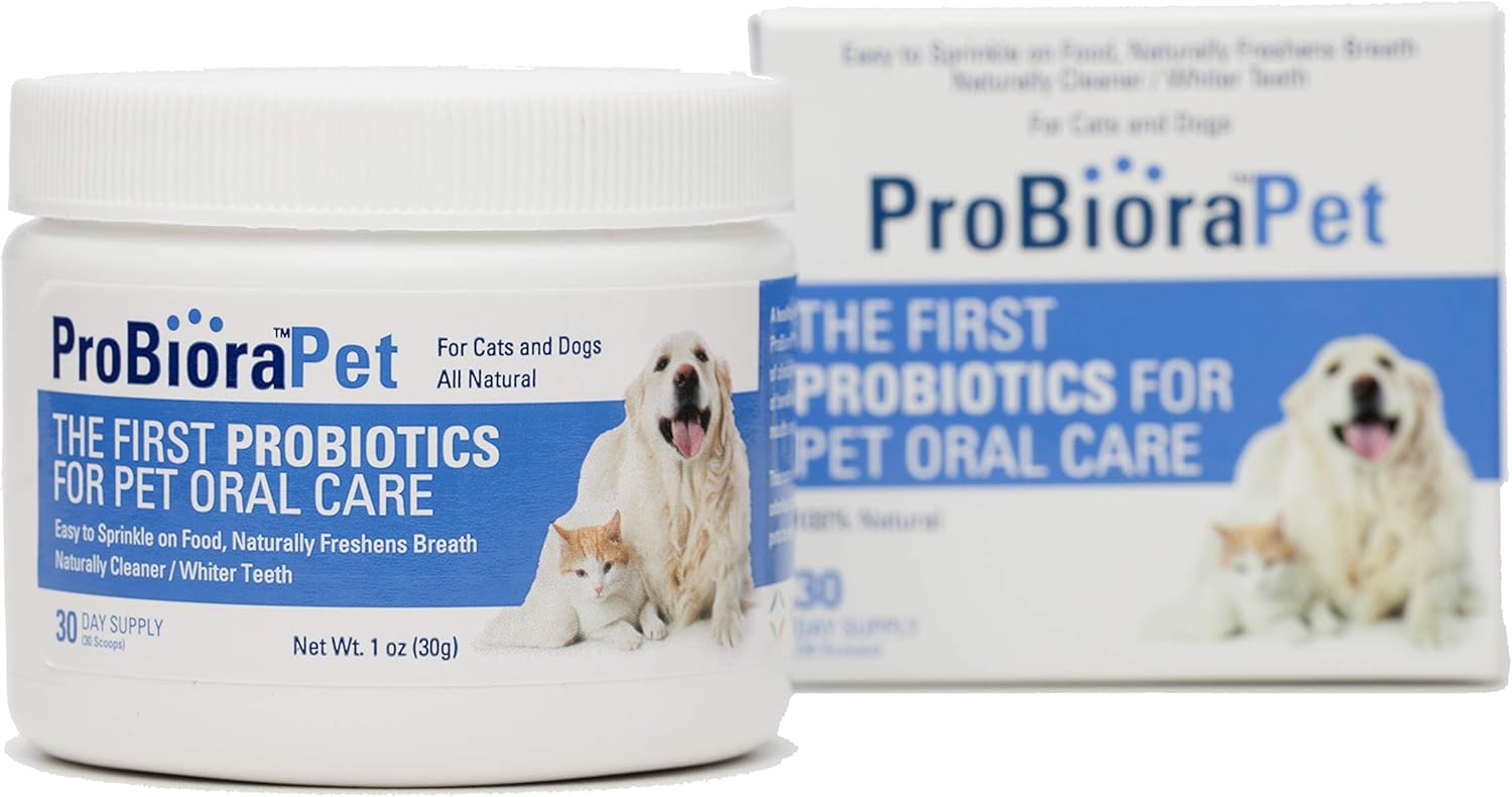 ProBioraPet Oral Probiotics for Pets | Support Healthy Teeth and Gums | Freshen Breath | Whiten Teeth | 30 Day Supply (30g)