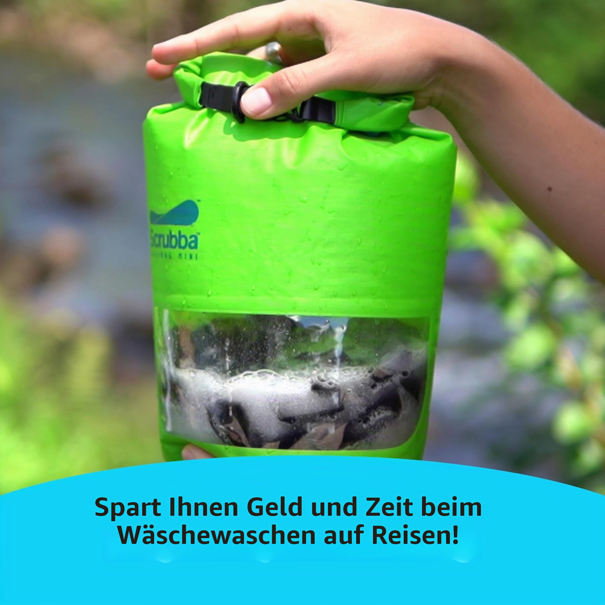 Scrubba MINI Waschbeutel – Ultrakompakte tragbare Waschmaschine – Ideal für Reisen, Camping & Wandern – Ohne Strom, leicht & faltbar – Handwaschbeutel für unterwegs – Für kleine Wäsche – 70g