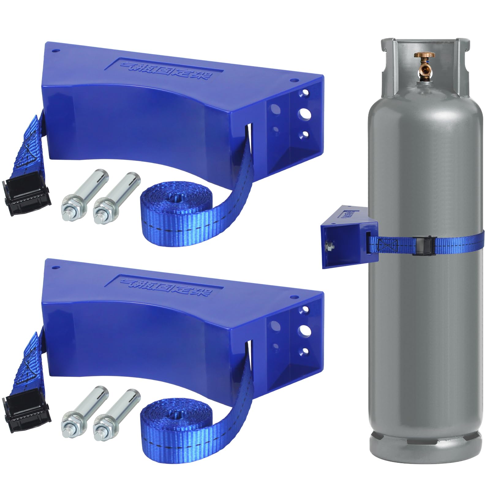 LrqzHsyl 2PCS Propane Tank Holder Propane Tank Mount Gas Cylinder Holder high Quality ABS Gas Cylinder with Screws and Safety Chain Supported 4"-12",