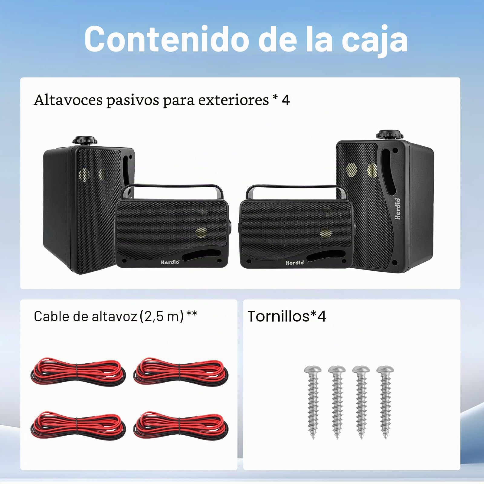 Herdio Altavoces pasivos de 3.5 Pulgadas para Exteriores, con Cable, Impermeables, para Montaje en Pared, con Sonido Superior de 400 W, Durabilidad para Todo Tipo de Clima, para el hogar, Patio