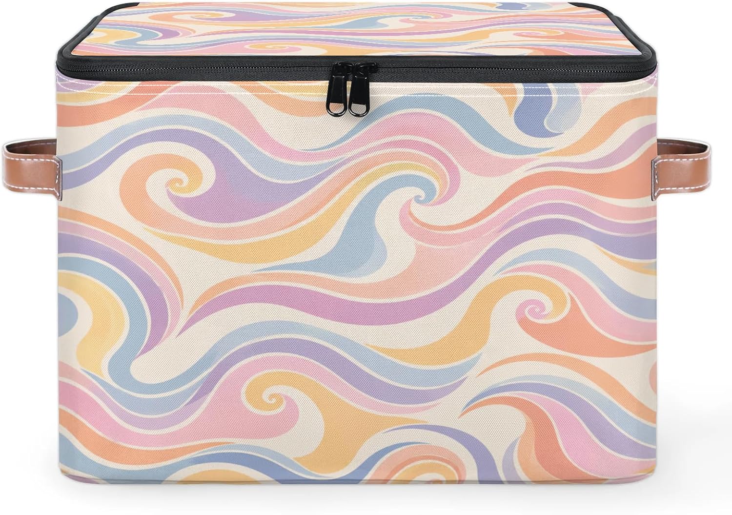 Boho Colorful Waves Closet Storage Boxes with Zipper Lid