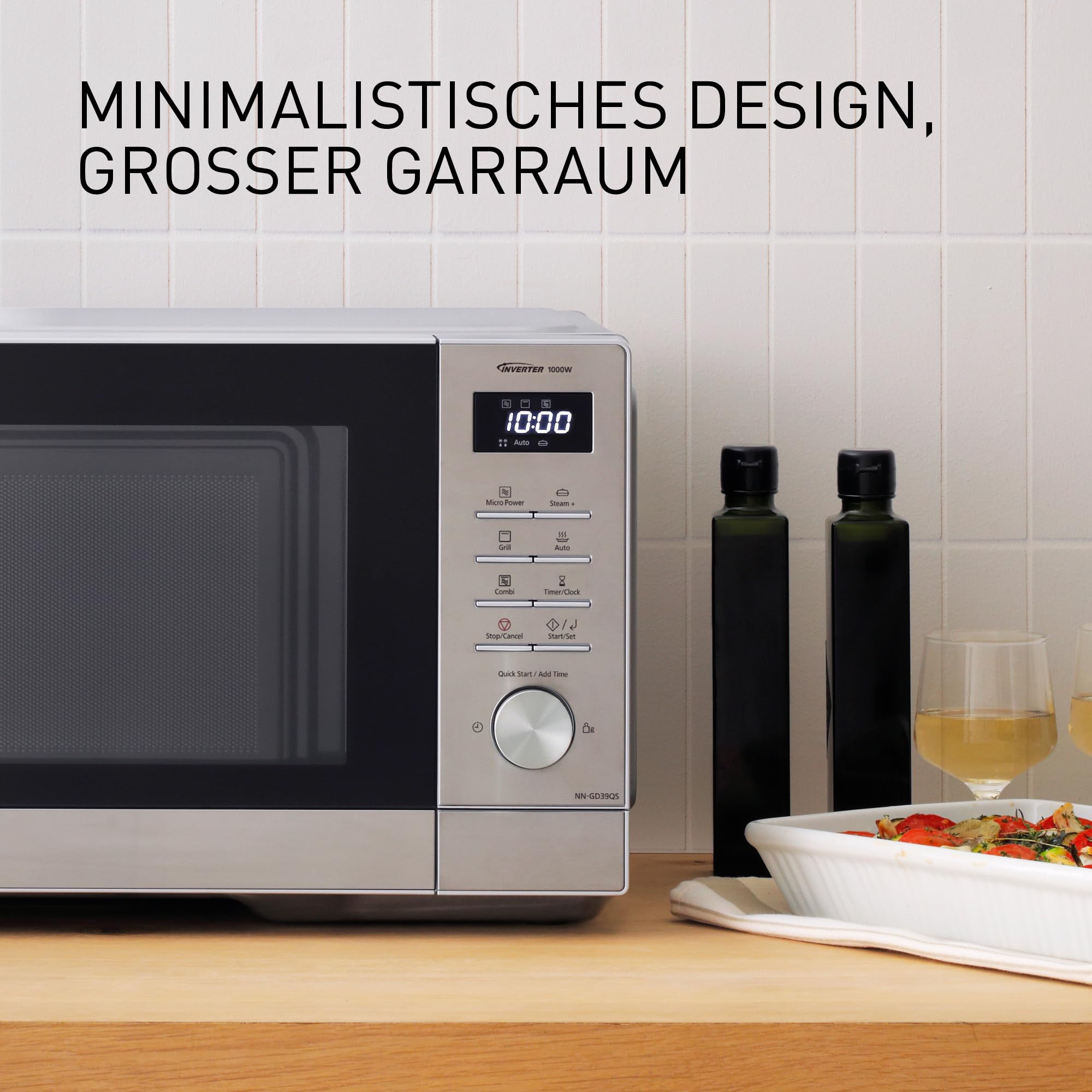 Panasonic NN-GD39QSEPG Grill-Mikrowelle 29 l 1000 W Steam+ Topf Silber Edelstahl