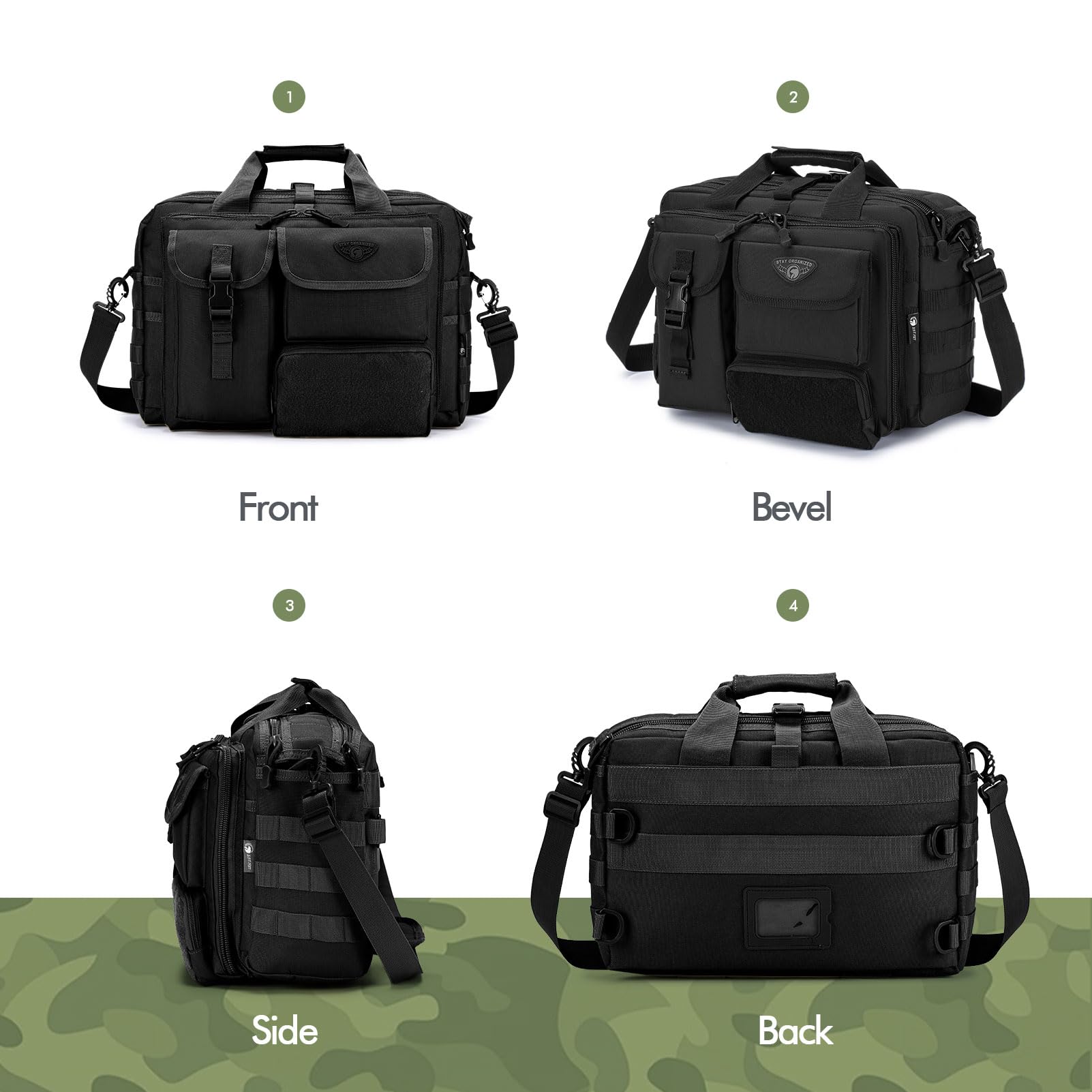 BAGZY Bolso Hombre Ordenador Portátil Antirrobo Maletín Portátil 14/15.6 Pulgadas Impermeable Militar Táctica Portadocumentos Hombre Bolsa para Negocios Trabajo Viajes y Maestro Noir