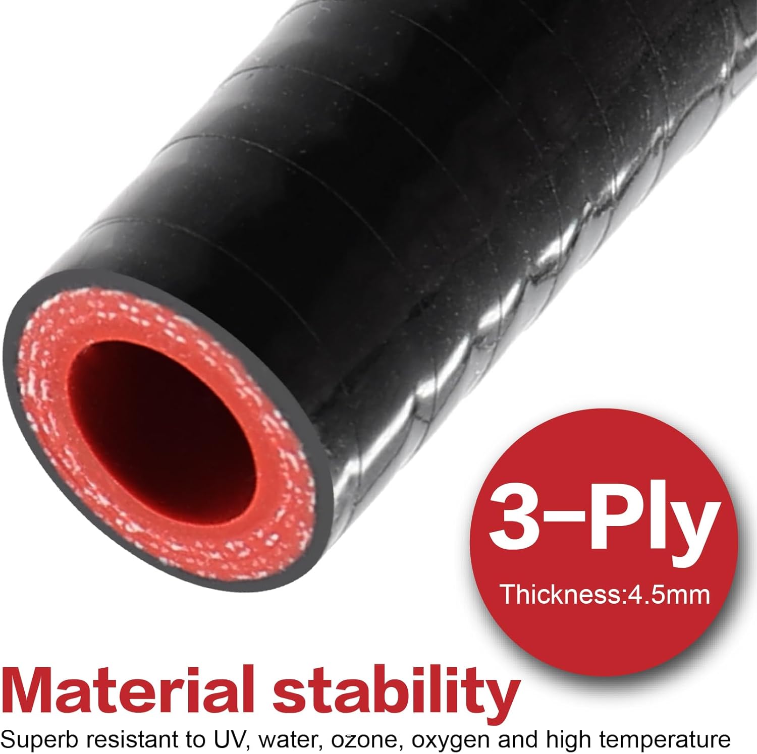 3-Ply ID 1/2" Silicone Coolant Hose,High-Performance Radiator Universal Straight Connector Reinforced Rubber Tube,Length 3.3Ft(1m) Wall Thickness 4.5mm with 10Pcs Clamps