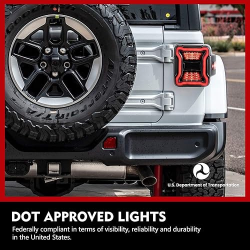 Miniatura 4 de FIERYRED Luces traseras LED compatibles con Jeep Wrangler JL 2018-2024, luces de marcha atrás, luces de marcha diurna