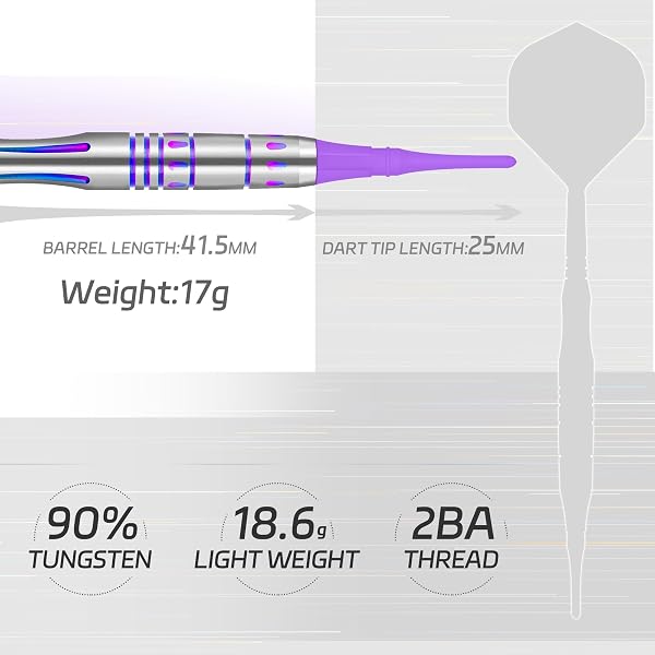 CyeeLife Freccette con Punta in plastica, 90% tungsteno, 3 Pezzi, 90% tungsteno, Freccette Professionali con volette, fusti e Punte (Blu) - 4