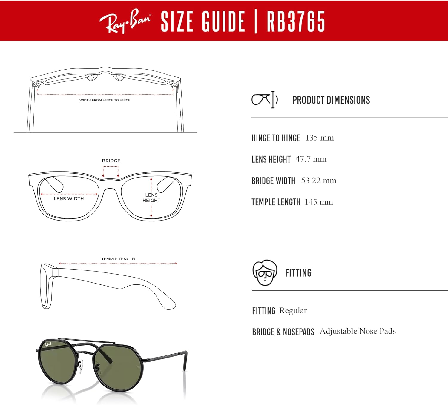 Ray-Ban RB3765 Rounded Hexagonal Sunglasses for Men for Women +BUNDLE with ACCESSORY EYEWEAR KIT - Image 6