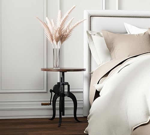 Miniatura 6 de Carolina Chair & Table Mesa auxiliar rústica con manivela ajustable de 18 pulgadas, base de hierro fundido para granja, sala de estar o dormitorio