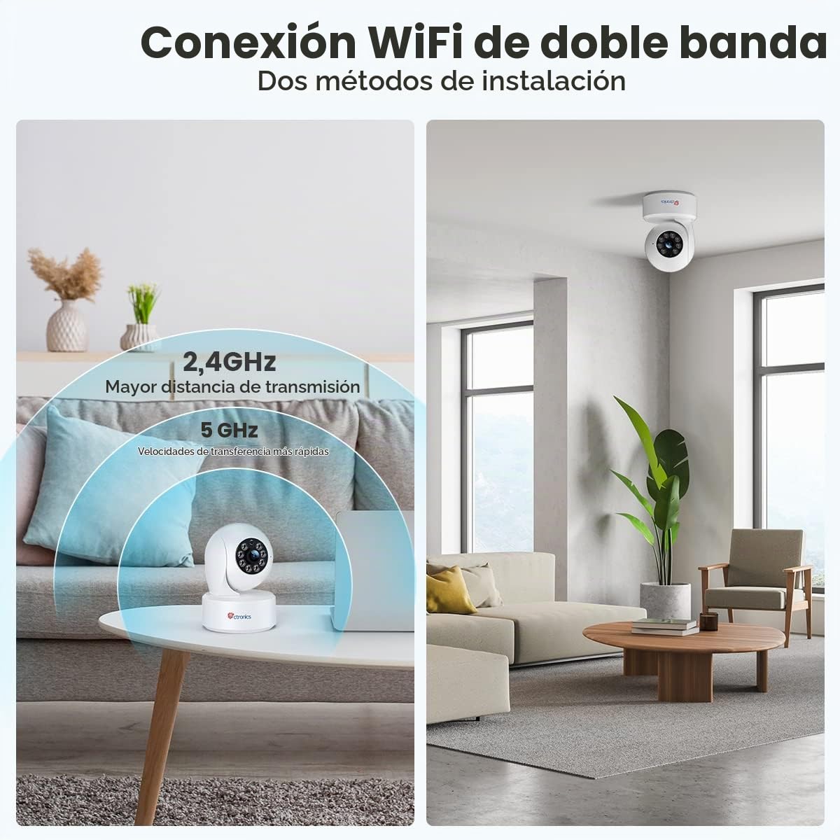 Ctronics 4MP Camara Vigilancia WiFi Interior,Bluetooth Camaras Vigilancia | , Visión Nocturna a Color, PTZ 355°/ 120°,Detección de Movimiento&Seguimiento Automático per Bebé/Mascota, 4pcs