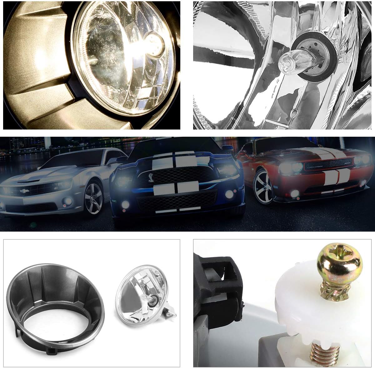 PM PERFORMOTOR Front Bumper Fog Lights Lamps w/Bulbs Compatible with Chevy Camaro 10-13,Clear Lens
