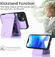 Vista 5 de Funda magnética tipo cartera para iPhone 14 Pro Max, compatible con MagSafe, con tarjetero desmontable para funda de teléfono, funda resistente a