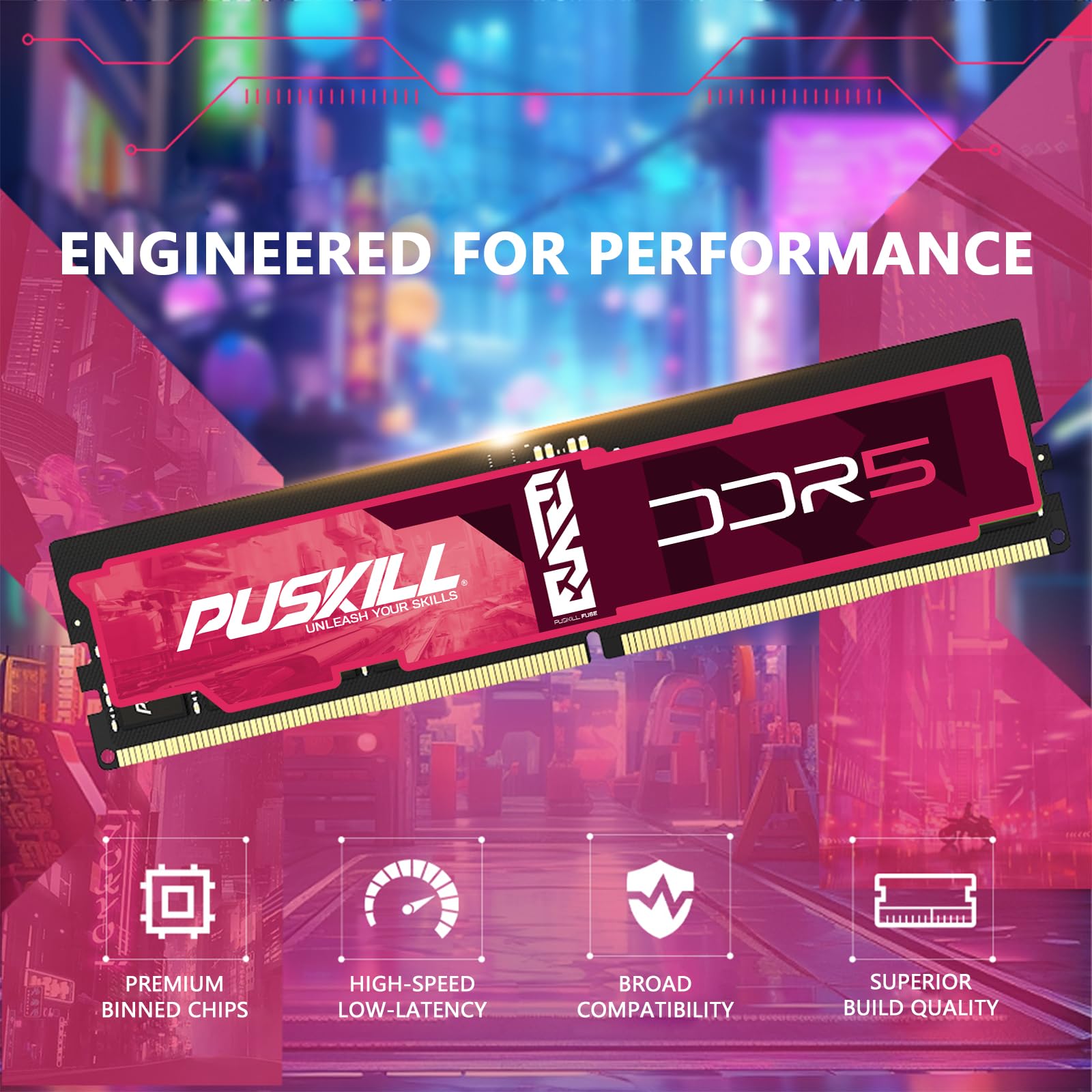 PUSKILL 32GB DDR5 RAM (2x16GB) 6000MHz CL30 Desktop Memory | Ultra
