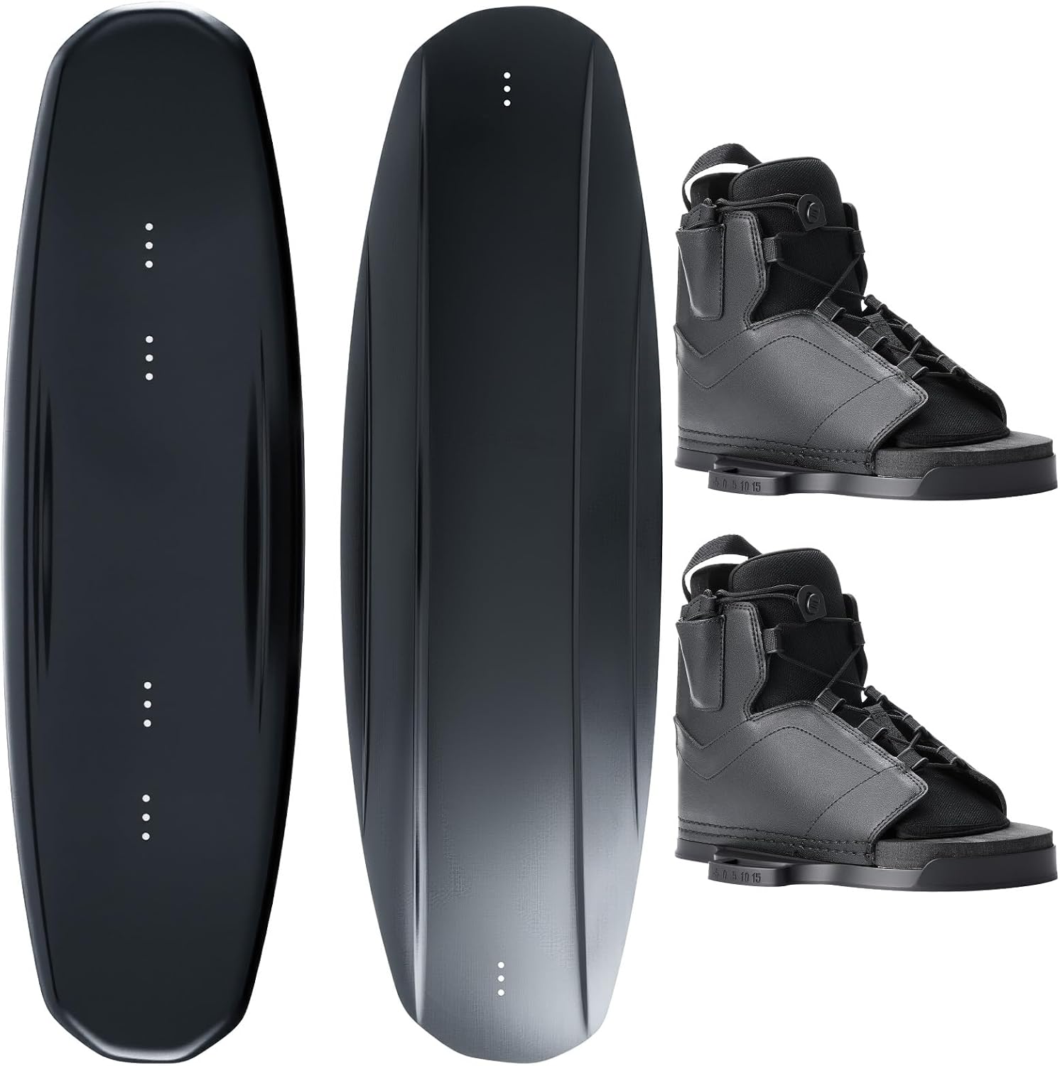 Wakeboard, Boots, and bindings Set ( 55x16.7/140x42.5 cm, Boots: Men's 7-11 / Women's 8.5-11.5), Stable & Secure, Easy to Put on & Adjust, for Beginners, Intermediate, and Advanced wakeboarders