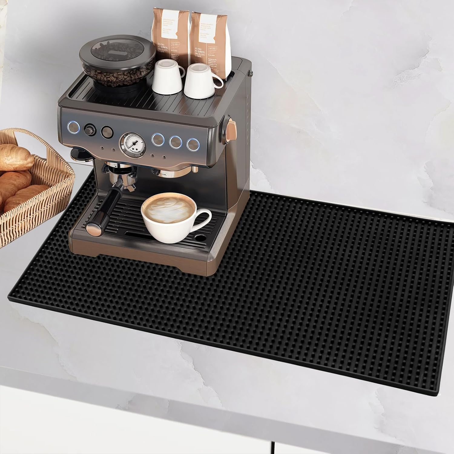 Large Rubber Bar Mats for Countertop 12x24, Coffee & Dish Drying Mat