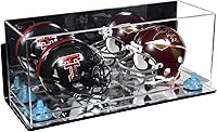 Vista 201 de Better Display Cases Acrílico 2 Mini casco de fútbol (no tamaño completo) vitrina con base de césped transparente (V46/A019)