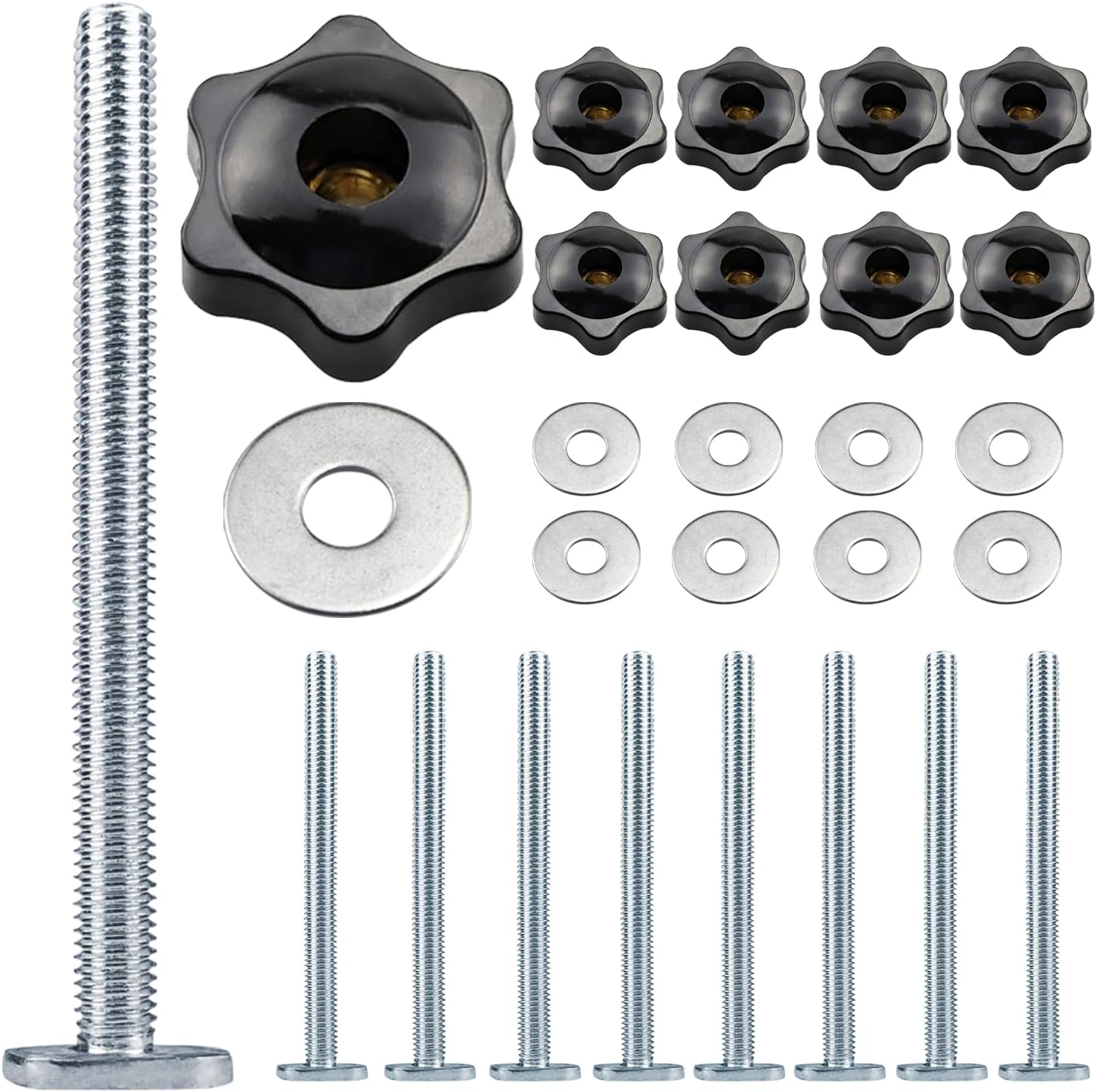 24 Pcs T Track Bolts And Plastic Hand Nuts Kit,M8 t Slot Bolts,T Track Clamp Accessories For Woodworking Tool Slot Fastener And Fixtures (T)