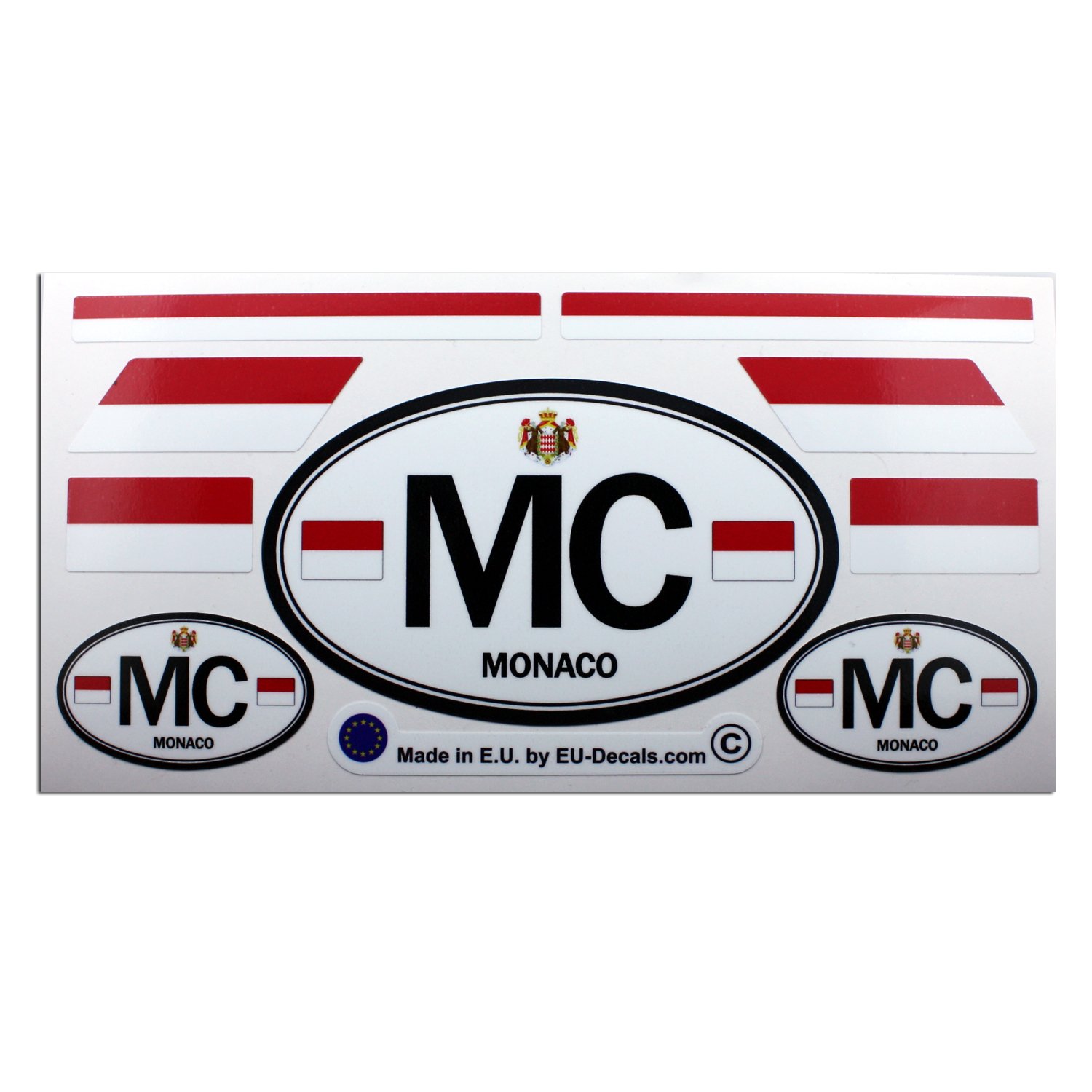 Set of 9 Monaco Flags and Letters MC car Country Sign Laminated Decals Stickers