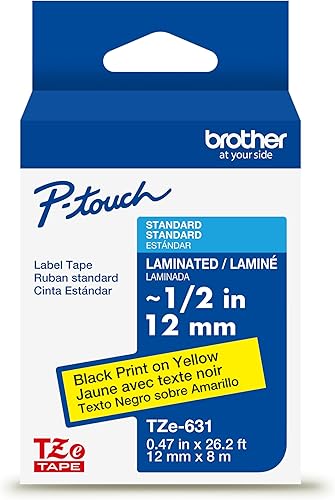 Miniatura 212 de Brother - Cinta de etiquetas laminadas P-touch M31, prémium, 0.47 pulgadas de ancho x 26.2 pies de largo, negra sobre transparente mate Negro sobre