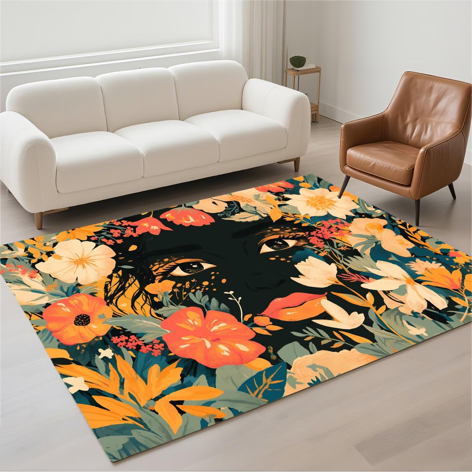 Tapis salon imperméable rectangulaire 80x150cm lavable en machine pour couloir et chambre