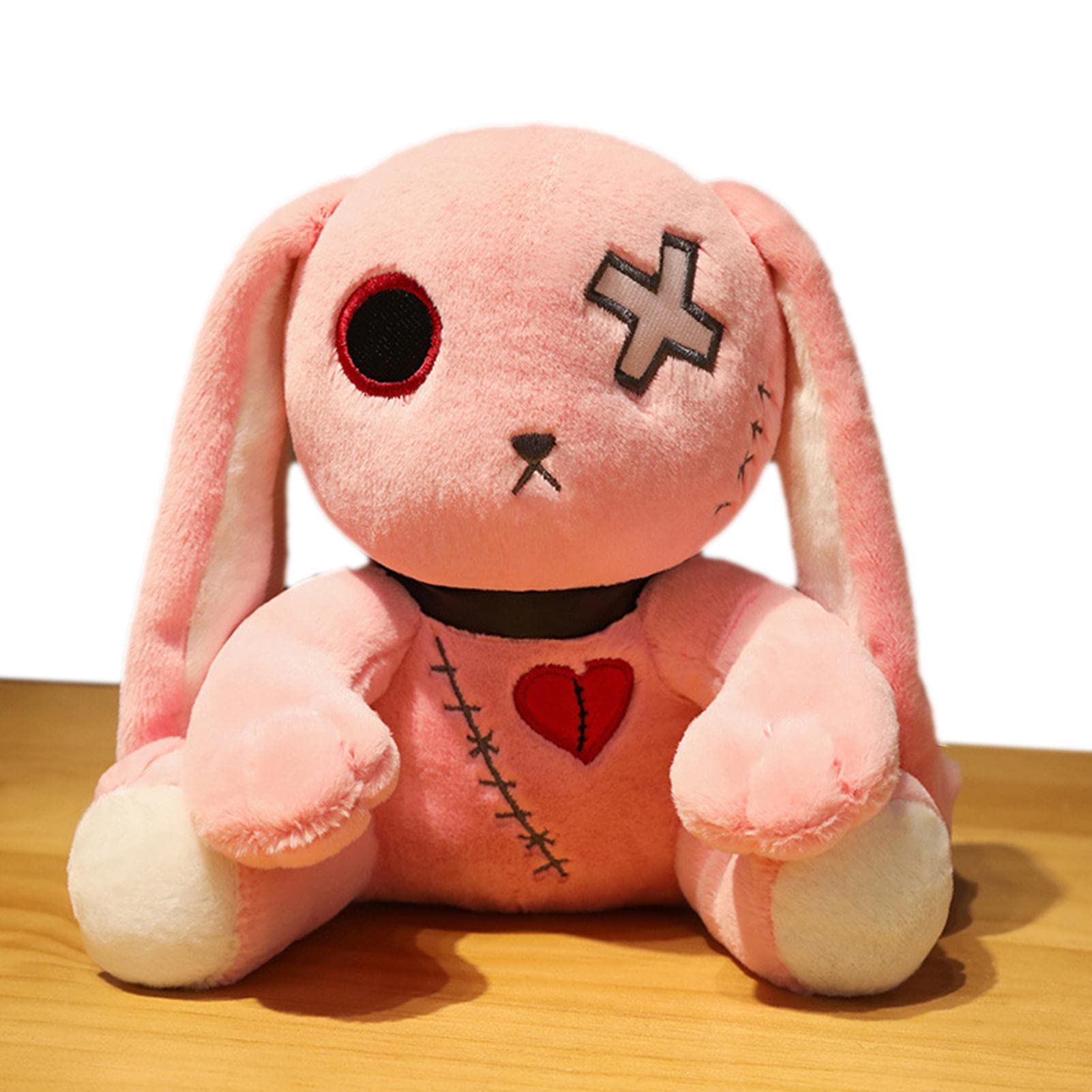 Voiakiu Pink Rabbit Plush Toys | Huggable Bunny Stuffed Animal - Easter Halloween Christmas Rabbit Plushie For Age 14+ Kids, White/Pink/Black