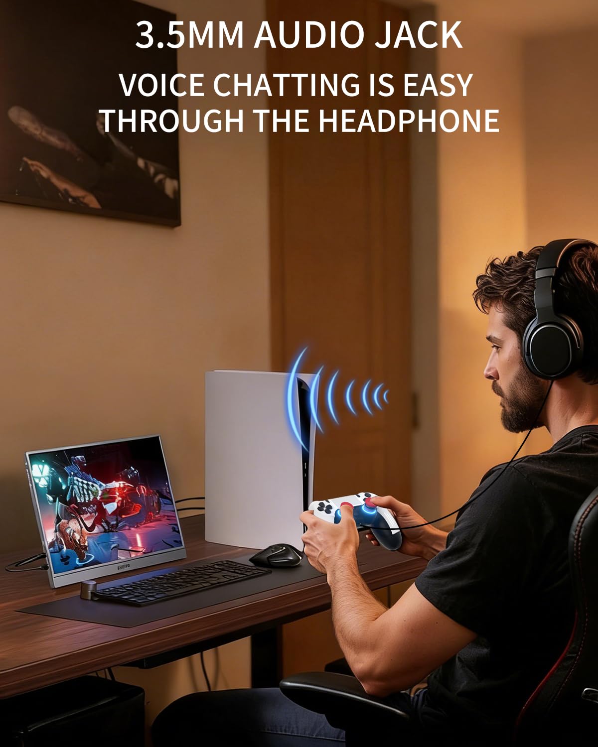 ThinTree Speaker Wireless Controller Compatible for PS-5/Pro/Slim/PC, Hall Effect Sticks & 7 RGB LED Mode & haptic Feedback & 1500 mAH Battery & Motion Sensing, 3.5mm Audio Jack [playstation_5]