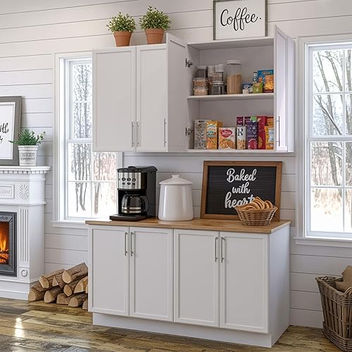 Miniatura 2 de Armario de pared grande para lavandería con estante ajustable, armarios de cocina montados en la pared con dos puertas cocteleras, almacenamiento