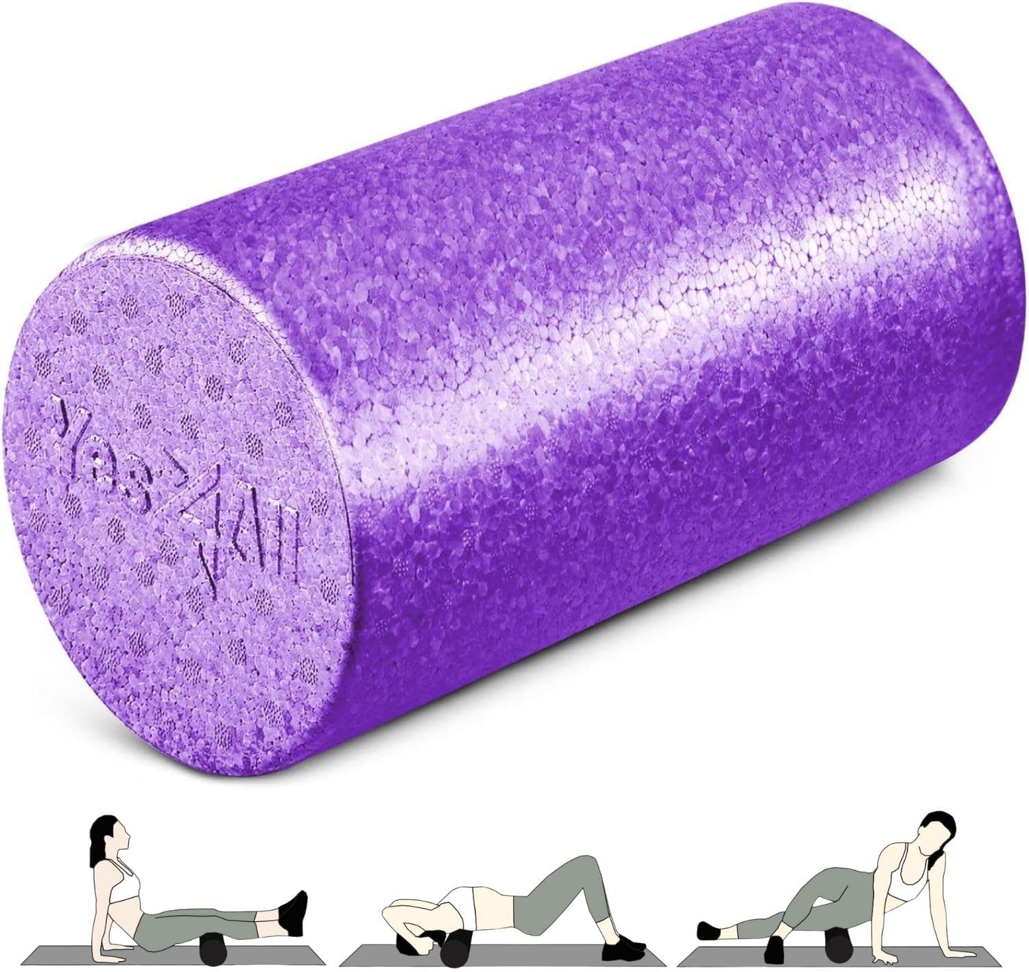 Yes4All High-Density EPP Round Back Roller Foam, Exercise Foam Roller for Yoga, Pilates & Stretching – 12, 18, 24, 36 inch