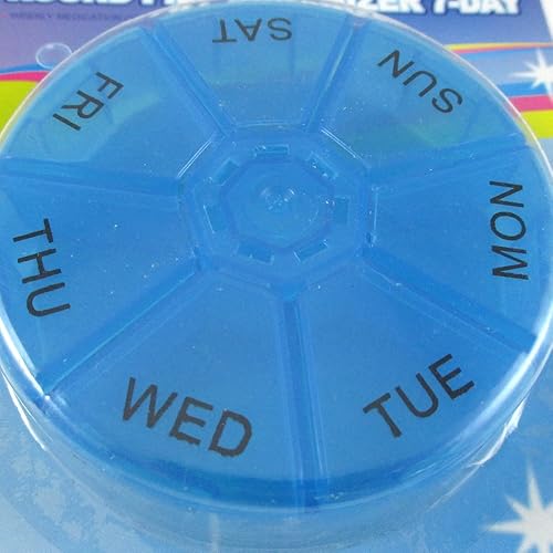 Miniatura 3 de 1 pastillero redondo de 7 días, organizador de medicamentos diario semanal para medicamentos, viaje