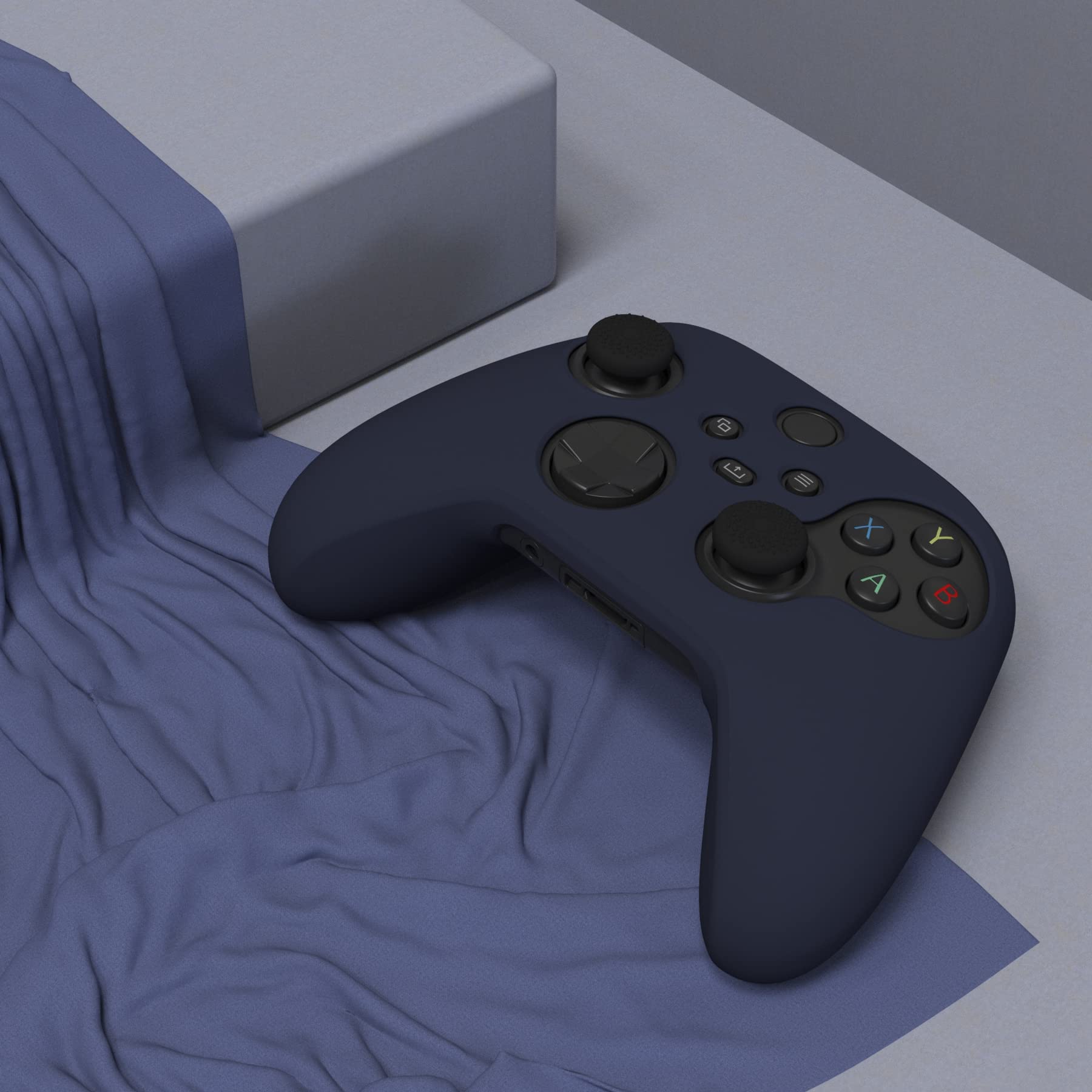 PlayVital Pure Xbox Series Xコントローラーに対応用アンチスリップシリコーンカバースキン、黒い親指グリップキャップ付き、Xbox Coreワイヤレスコントローラ対応用ソフトラバーケースプロテクター【ミッドナイトブルー】 - 5