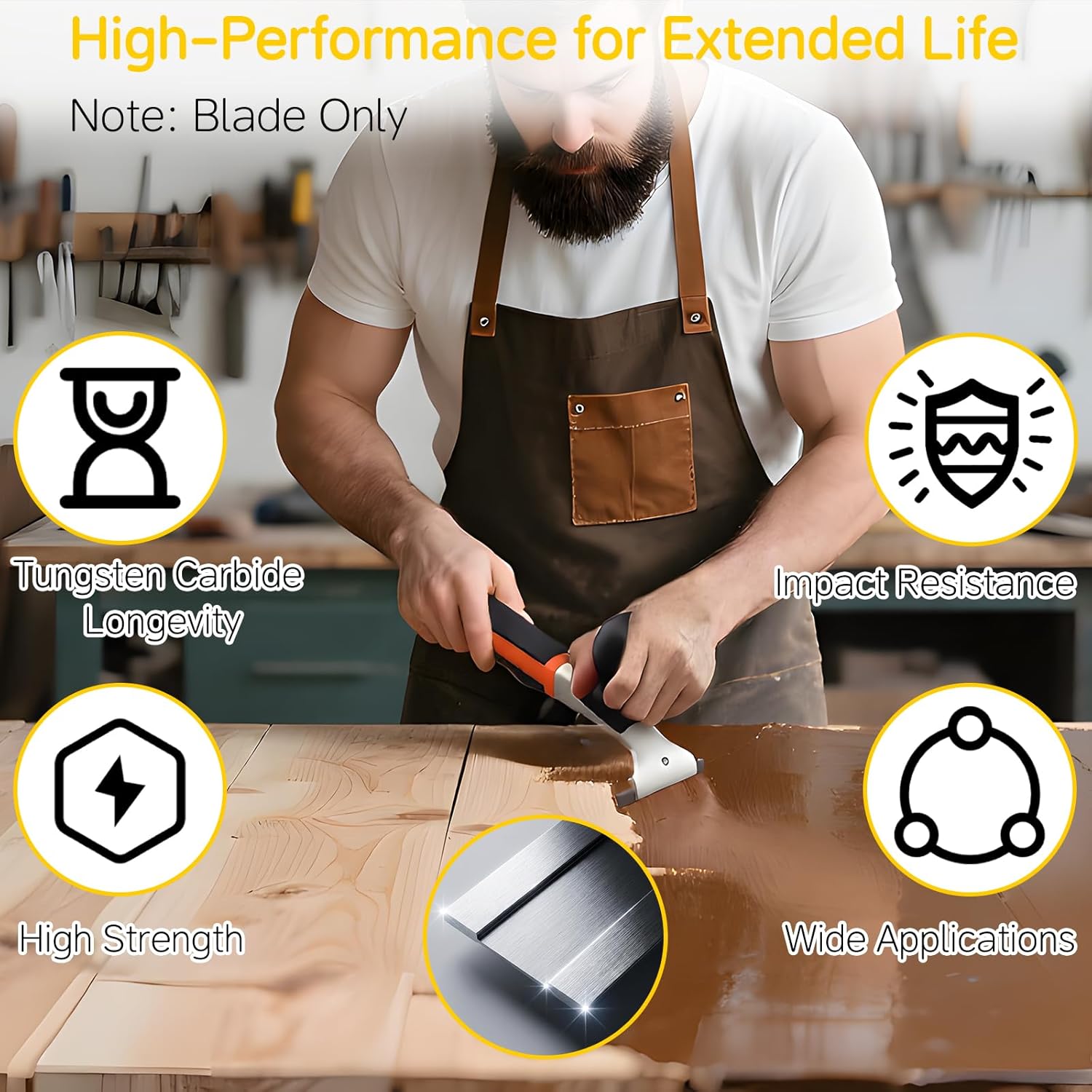 2-1/2" Replacement Premium Ergonomic Carbide Scraper Blades - Extend Your Tool's Life - Fits Heavy-Duty Scraper for Scraping Paint, Glue, Rust, Stains, Putty on Wood, Metal, Glass (2-Pack) ?2 X 2-1/2" Carbide Scraper Blades