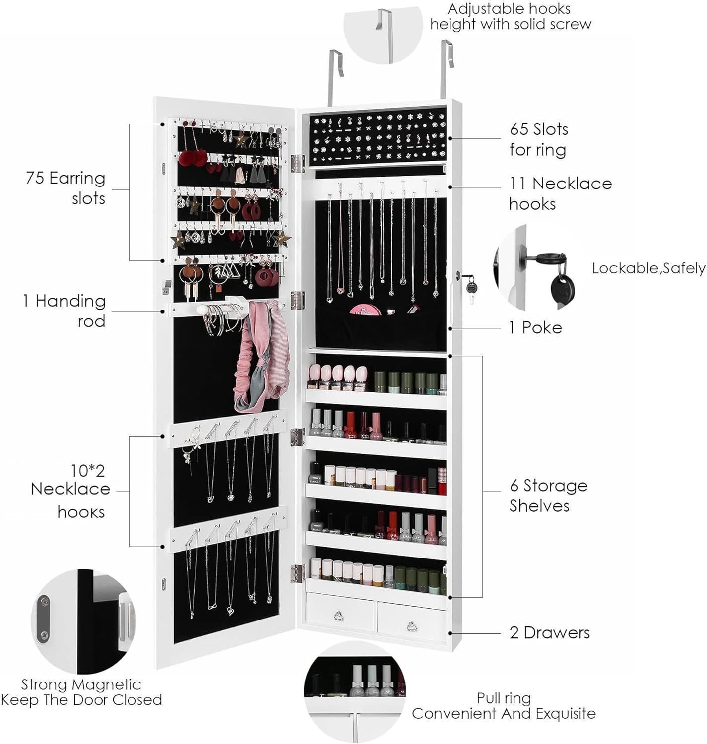 Buy Jewelry FullLength Mirror with Lock, Over Door