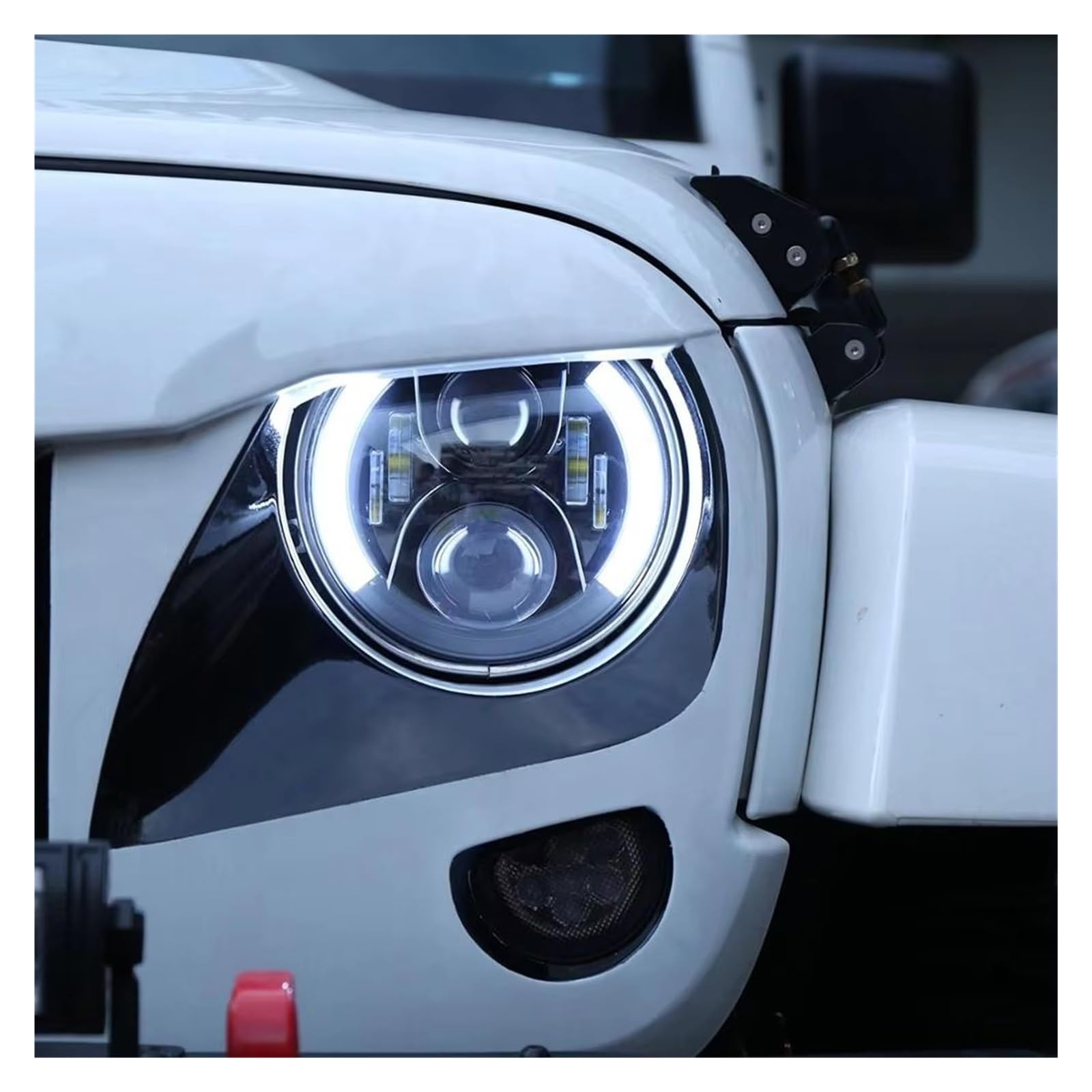 Faro anteriore Per Lada Per Niva 4X4 Per Auto Fuoristrada Nero 7 Pollici LED Fari Rotondi DRL Hi Lo Beam Faro(D 2pcs)