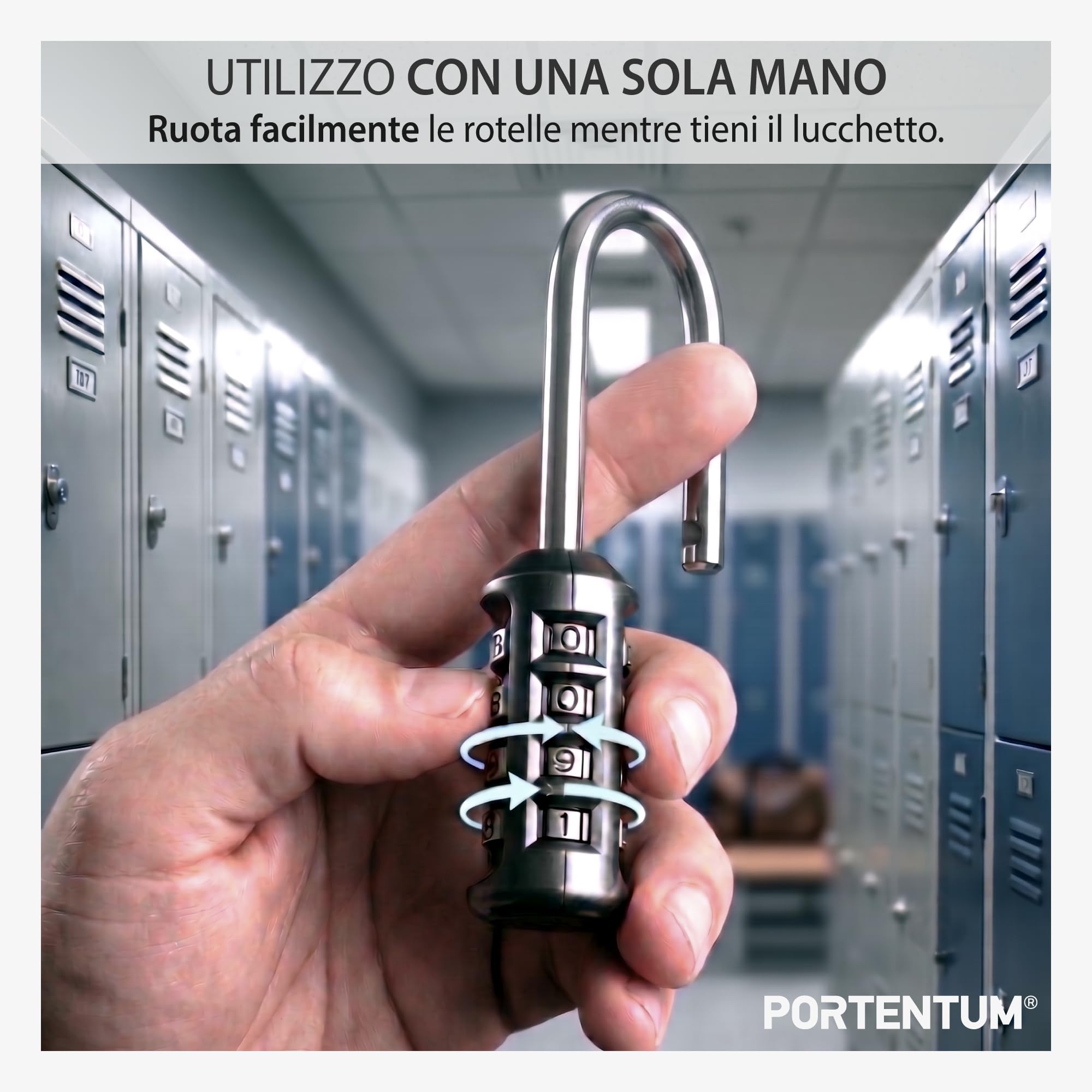 PORTENTUM Lucchetto combinazione archetto lungo 4 cifre – Scatola da 20 lucchetti in 10 set da 2 – Lucchetto armadietto palestra con archetto in acciaio – Lucchetto a combinazione per armadietti
