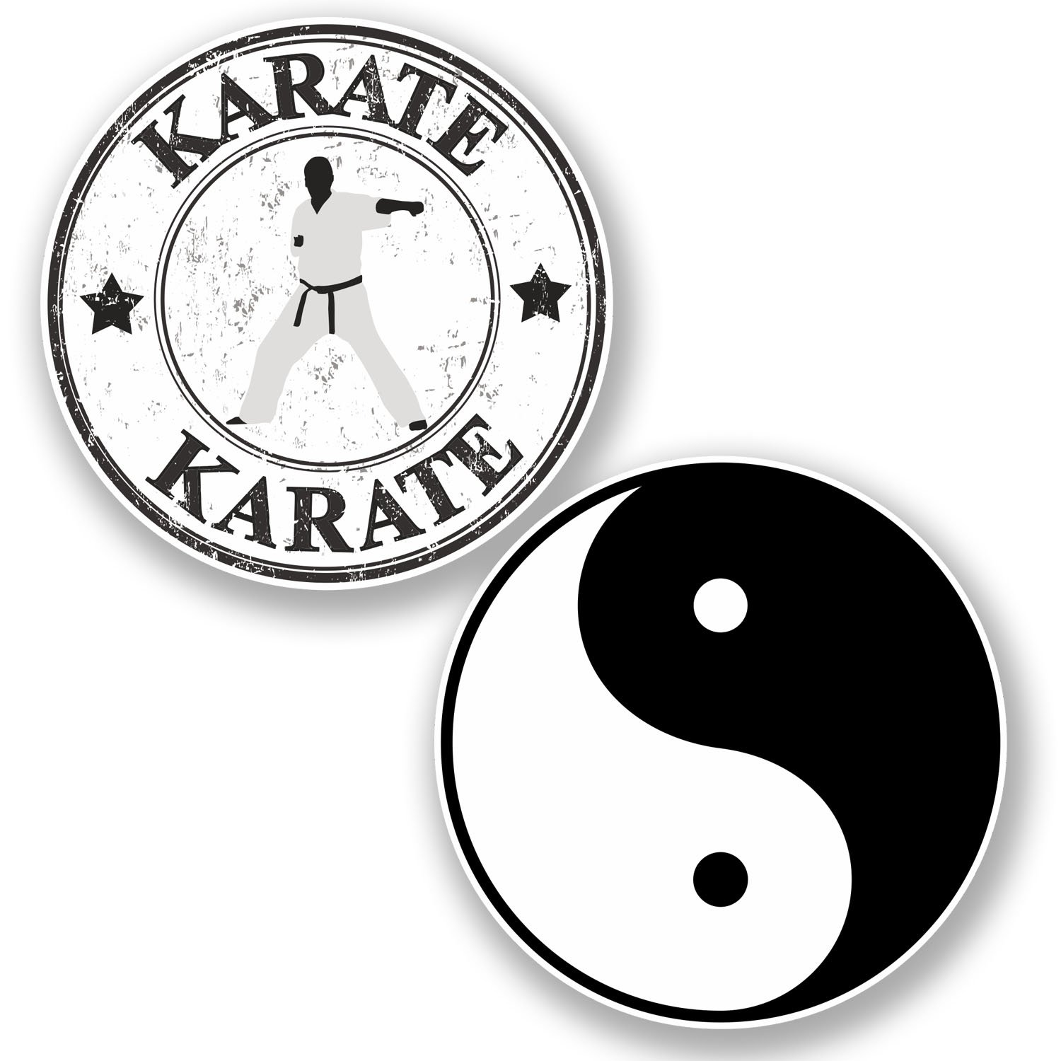 Destinationvinyl Multi 2 X Karate Vinyl Stickers Bike Laptop Car Martial Arts Yin Yang Gift Decal #4823 (10Cm X 10Cm)