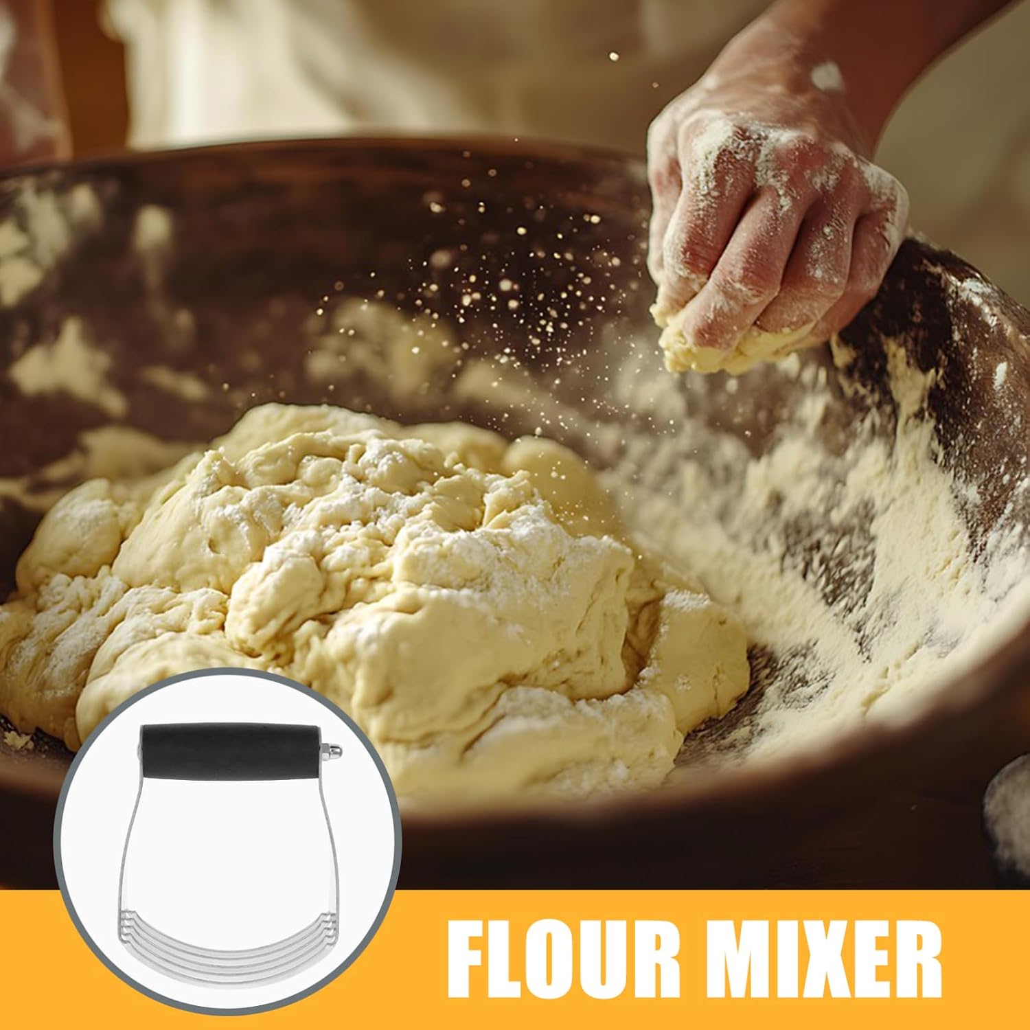 Dough Blender Stainless Steel Pastry Cutter with Blades and Scraper