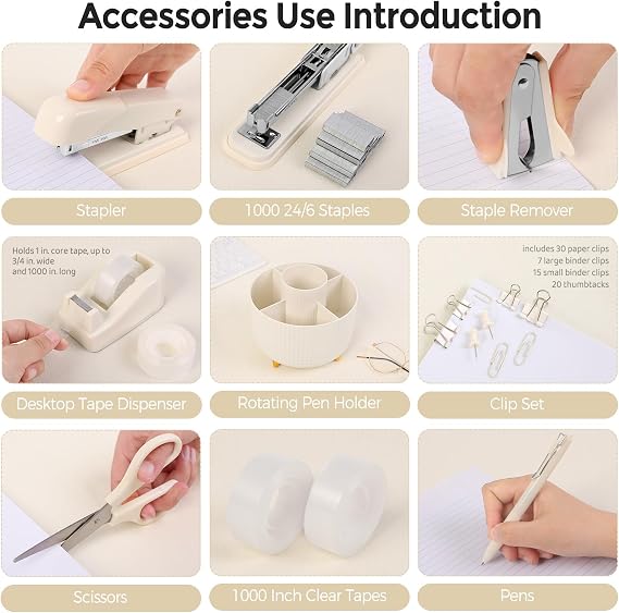 SKYDUE Desk Organizer Set with 360 Rotating Pen Holder