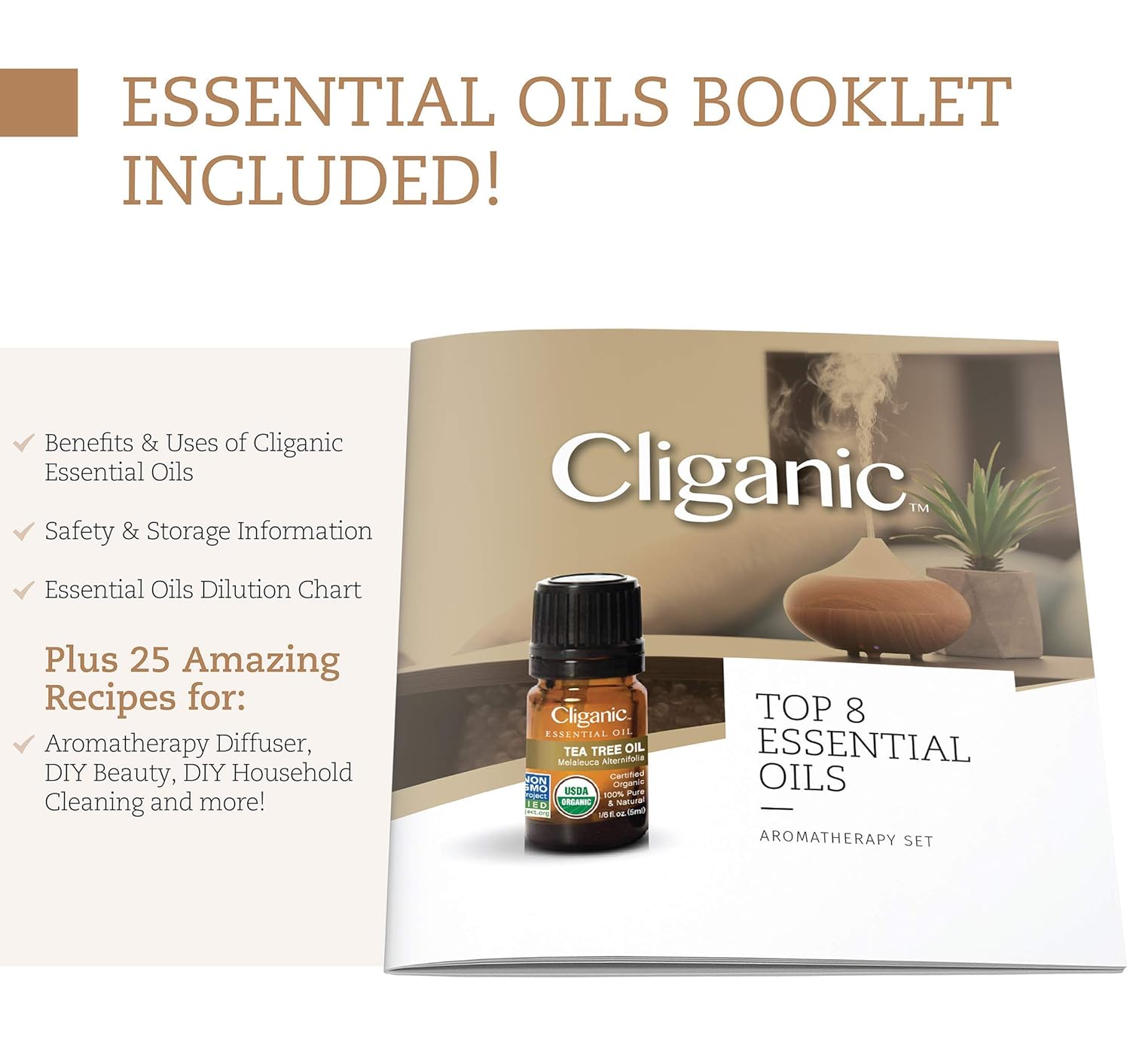 Cliganic Organic Castor Oil with Top 8 Essential Oils Set