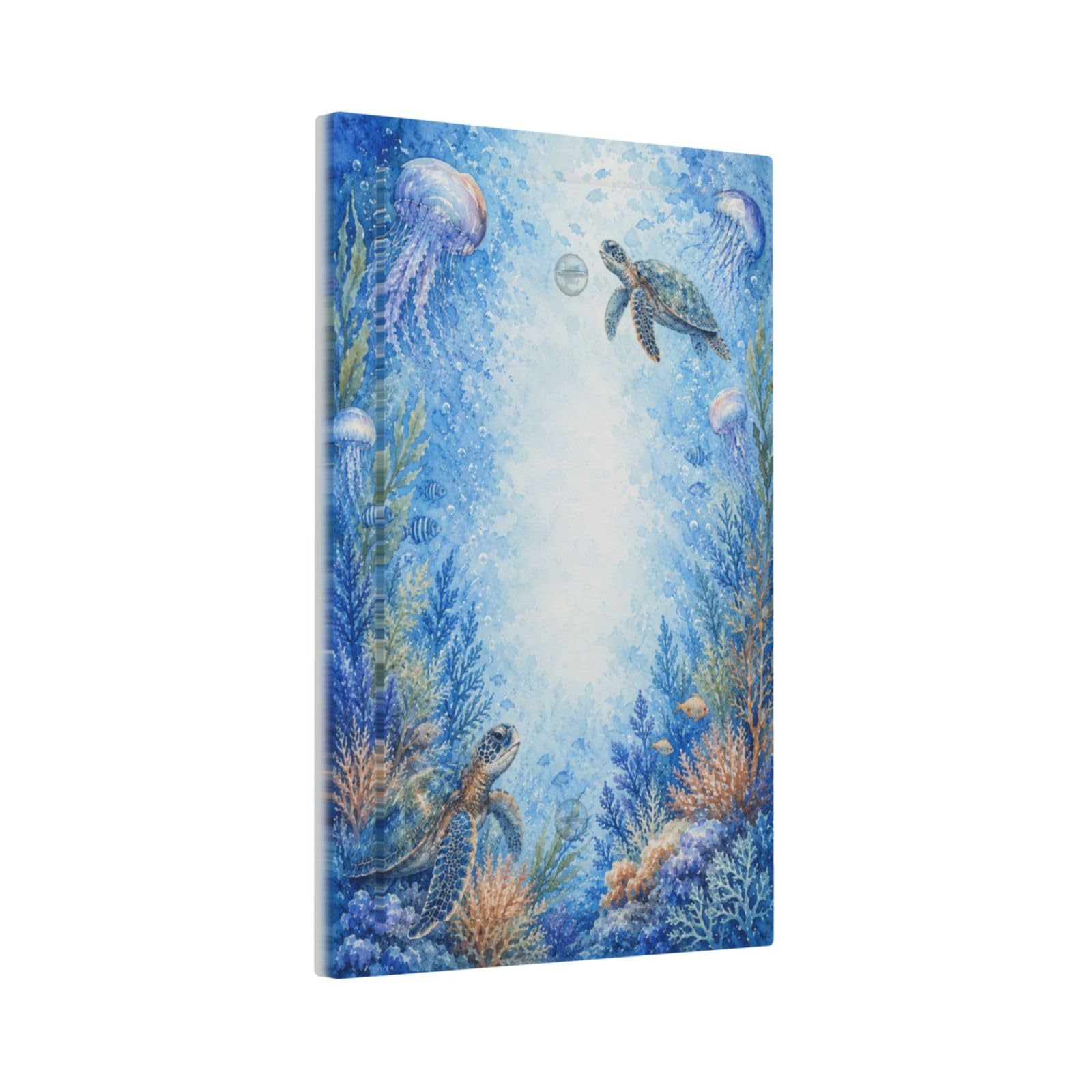 Yamxbfa Decorative Light Switch Cover Plate Blue Underwater Sea Turtle Pastel Jellyfish Coral Seaweed 1 Gang No Device Single Blank Outlet Covers Wall Plates Electrical Faceplate for Bathroom Decor