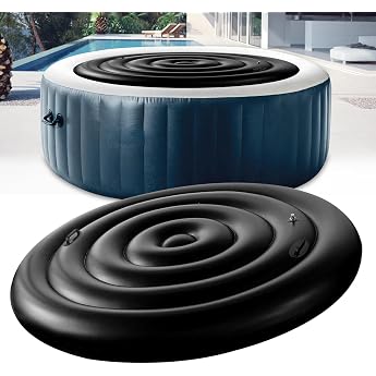 140 cm Inflatable Whirlpool Cover Round Whirl Pool Cover with Handles Inflatable Bathtub Cover Rainproof and Tear-Resistant Whirlpool Accessories Energy-Saving Spa Cover