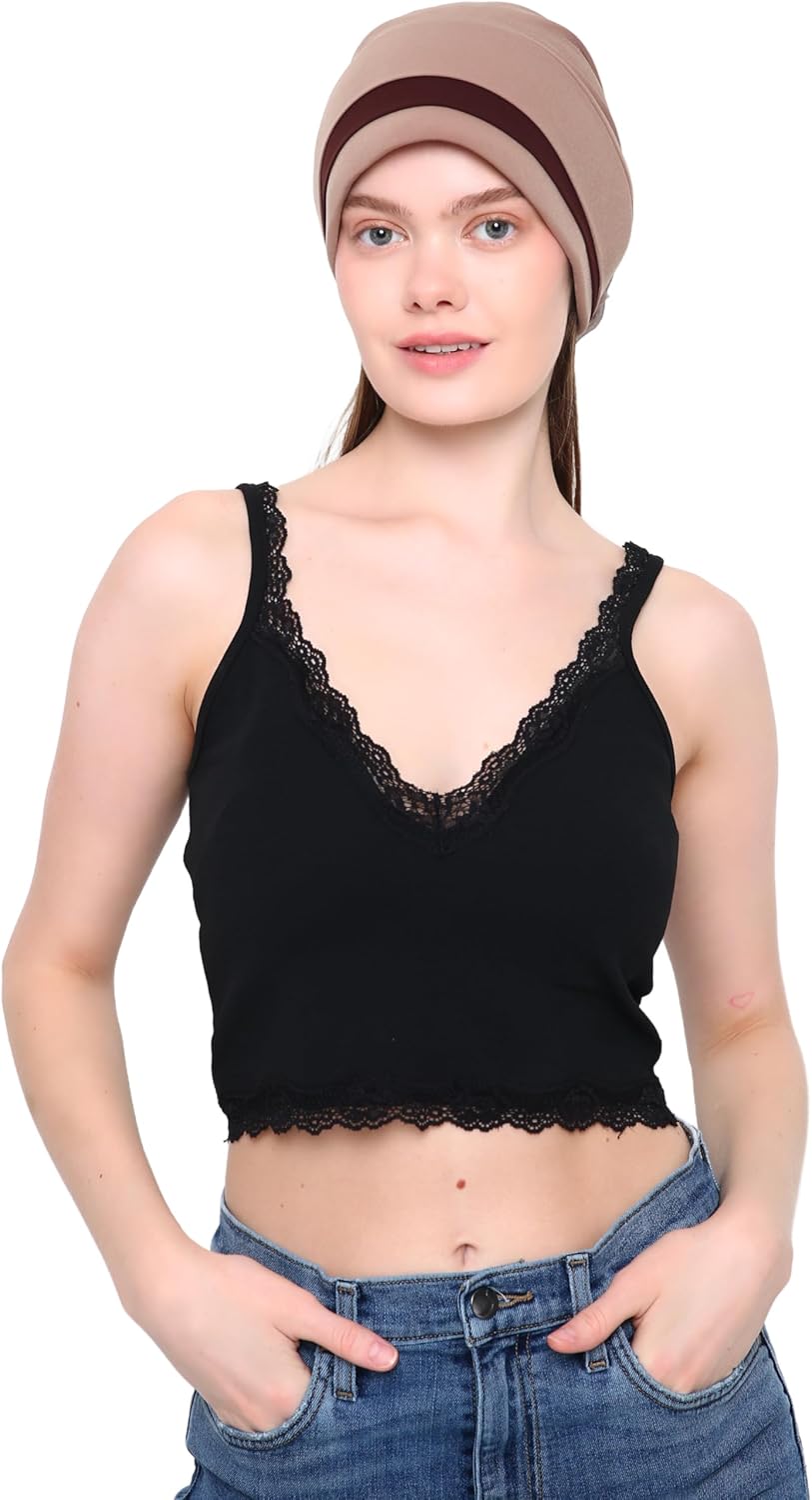 Women's Padded Front Stylish Headwear for Chemo, Hair Loss, Alopecia with Chic Organza Flower Detail - Image 3