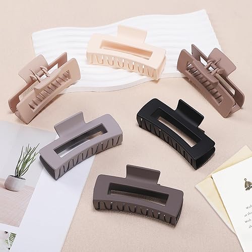 Miniatura 27 de Pinzas grandes para el cabello de 4 pulgadas, 6 clips cuadrados grandes para cabello grueso, accesorios rectangulares antideslizantes