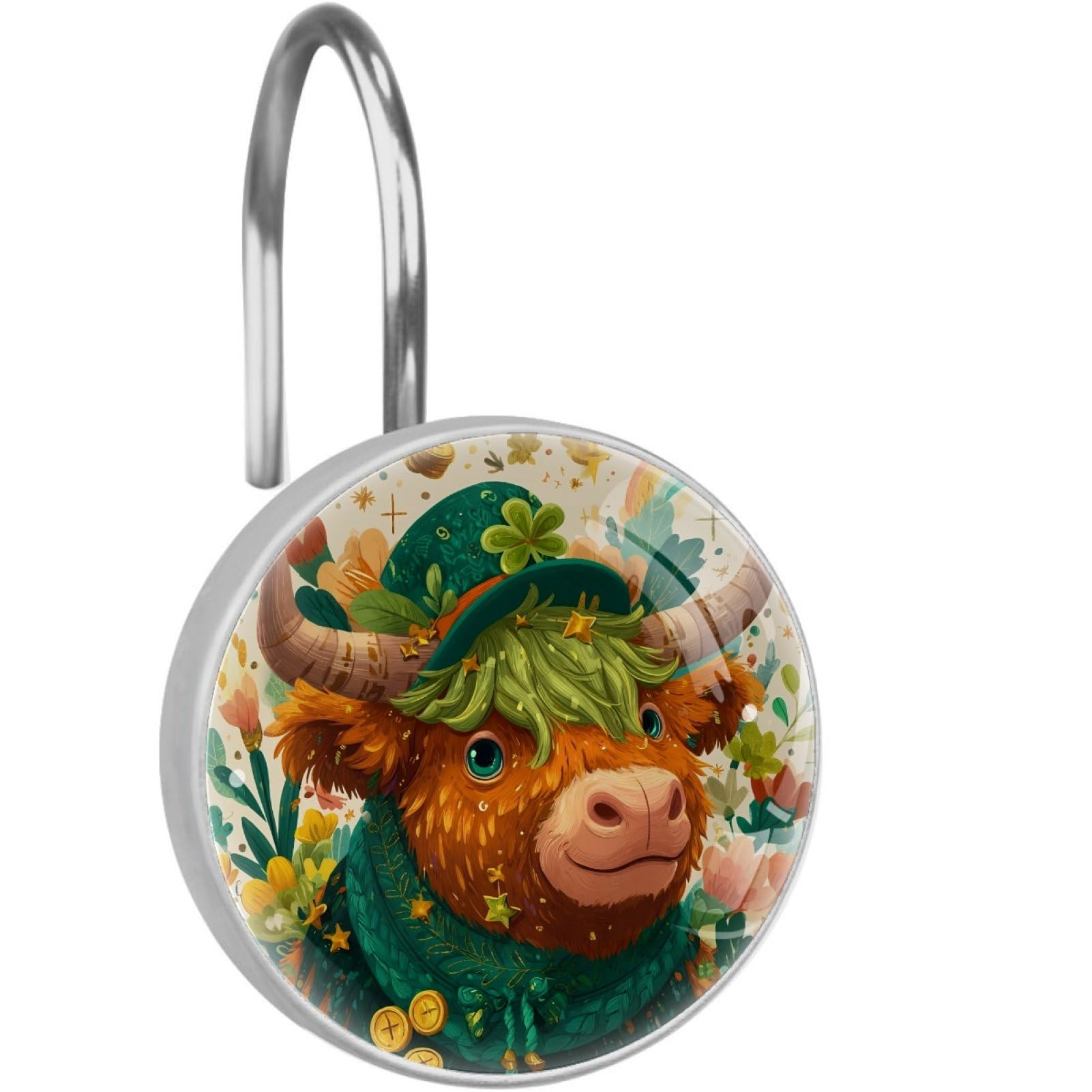 VAPOKF Decorative Shower Curtain Hook: St. Patrick's Day Cow Rustproof Stainless Steel Shower Curtain Ring for Bathroom - Shower Curtain Hook & Hangers - Set of 12