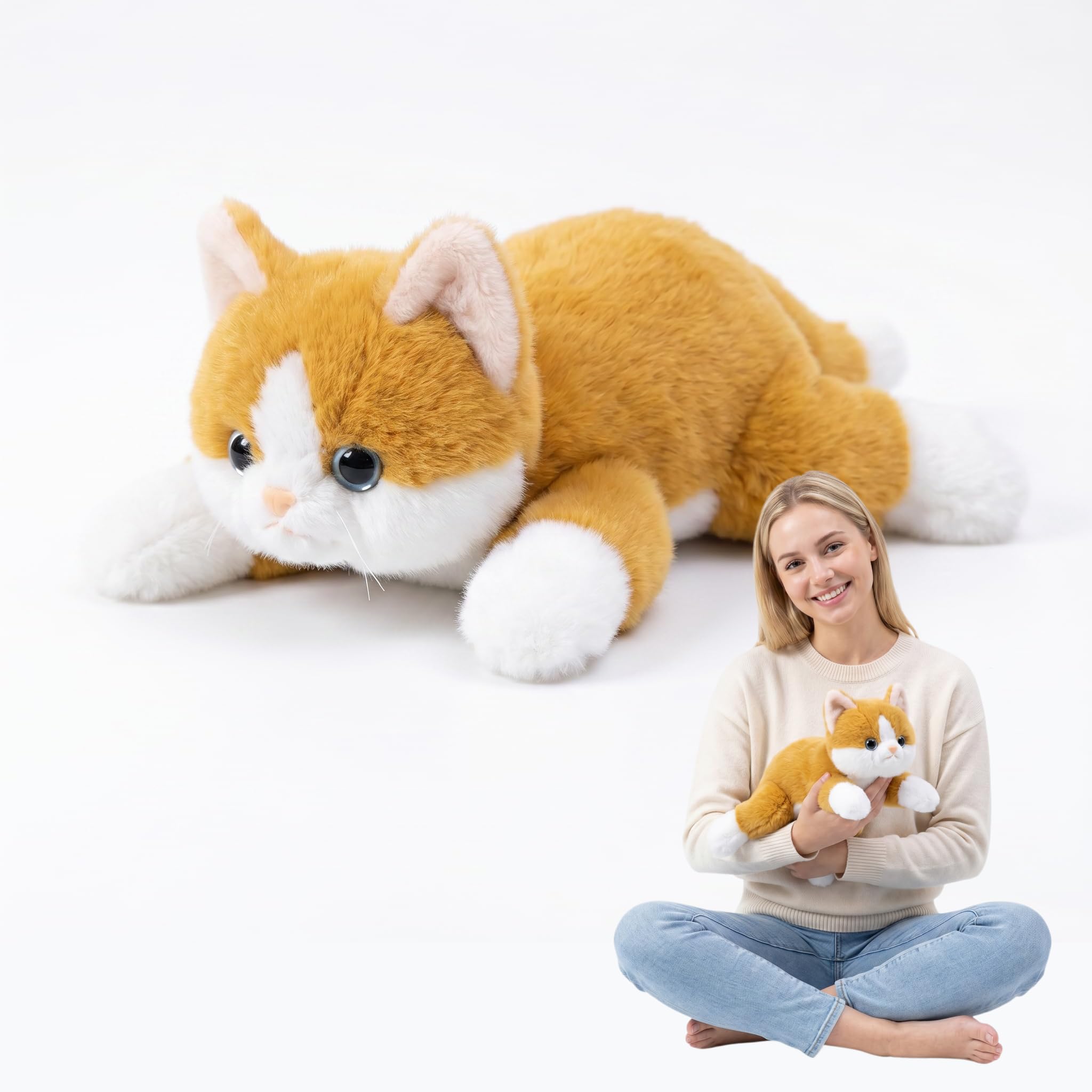 Kaelorae Plush Animals for Kids & Adults - Panda Teddy Bear Stuffed Toys, Hugging Pillow for Sleep Support, Soft Stuffed Animal Plushies Gift for Kids (Yellow Cat, 45cm)