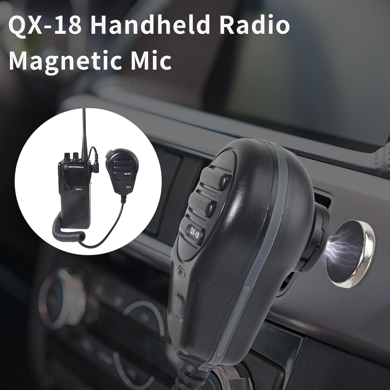 UAYESOK QX-18 Walkie Talkie Magnetic Mic for Motorola BPR40/GP/CP/CLS/RM/MU/RDU/RMU Series Radios, for Security, Activity Management, Hands-Free/Transmit LED Light/Clear Audio (Yellow)