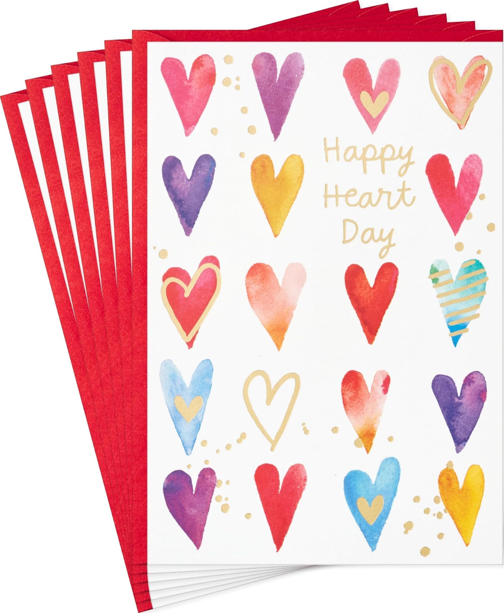 Hallmark Valentine's Day Cards with Envelopes, 6-Pack (Happy Heart Day)