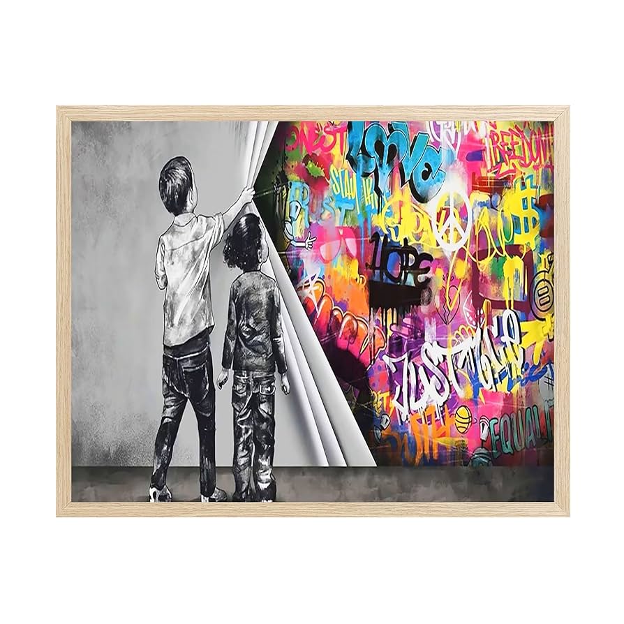 Amazon.com: Banksy Graffiti Wall Art Behind The Curtain
